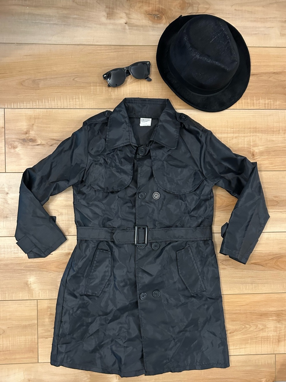 Halloween Costume Kids Detective Spy Secret Agent Trench Coat with Hat & Glasses